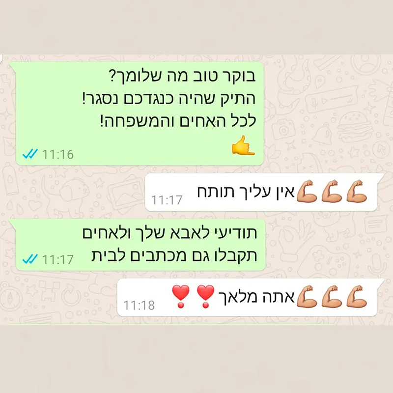המלצת לקוח מספר 1 — הודעת וואטסאפ